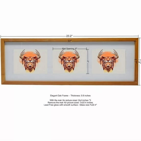 22"X7" Frames Picture Frame, Collage Photo Frames Display Three 4X6 Inch Photos