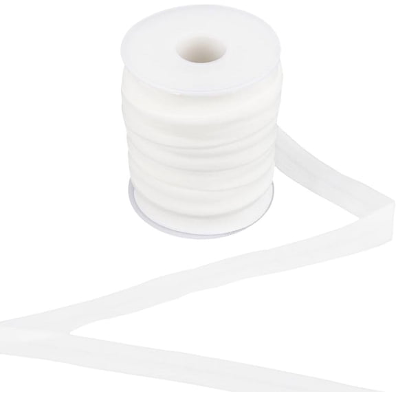 22 Yard 5/8inch White Fold Over Elastic Nylon FOE Headband Stretch Soft Foldover Knit Roll Wrapping Spool Ribbons for Hair Ties Headbands Making Binding Webbing Tape Craft Sewing WhiteDIY