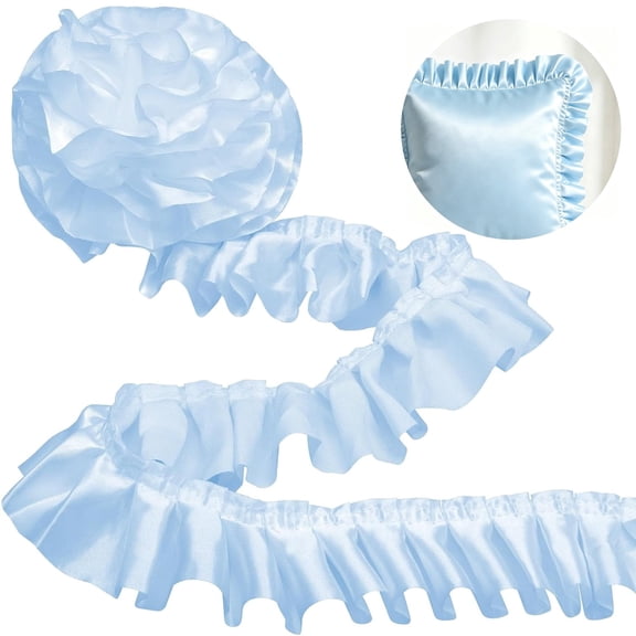 22‑Yard Satin Ruffle Ribbon Trim, 2‑11/64in /5.5cm Wide Fabric Ruffle Trim for Sewing, Dress, Curtain, Wedding Costume & Pillowcase DIY Crafts