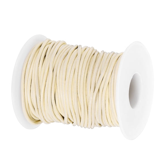 22 Yard x 2mm Round Leather Cord for Jewelry Making Leather String Lace Rope Spool, Beige