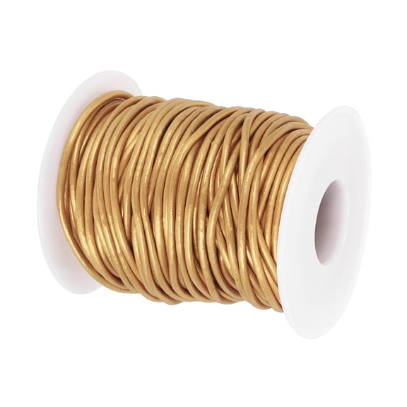 22 Yard x 2mm Round Leather Cord for Jewelry Making Leather String Lace Rope Spool, Gold Tone