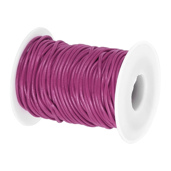 22 Yard x 2mm Round Leather Cord for Jewelry Making Leather String Lace Rope Spool, Rose Red