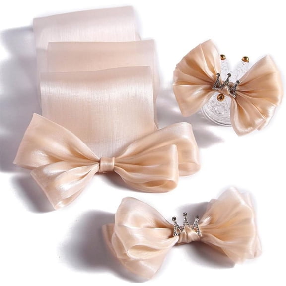 22 Yards 1 1/2 Inch Champagne Sheer Ribbon Transparent Organza Ribbon Cream Shimmer Classic Silky Soft Glossy Ribbons for Gift Wrapping Christmas Wedding Birthday Bouquet Wreath