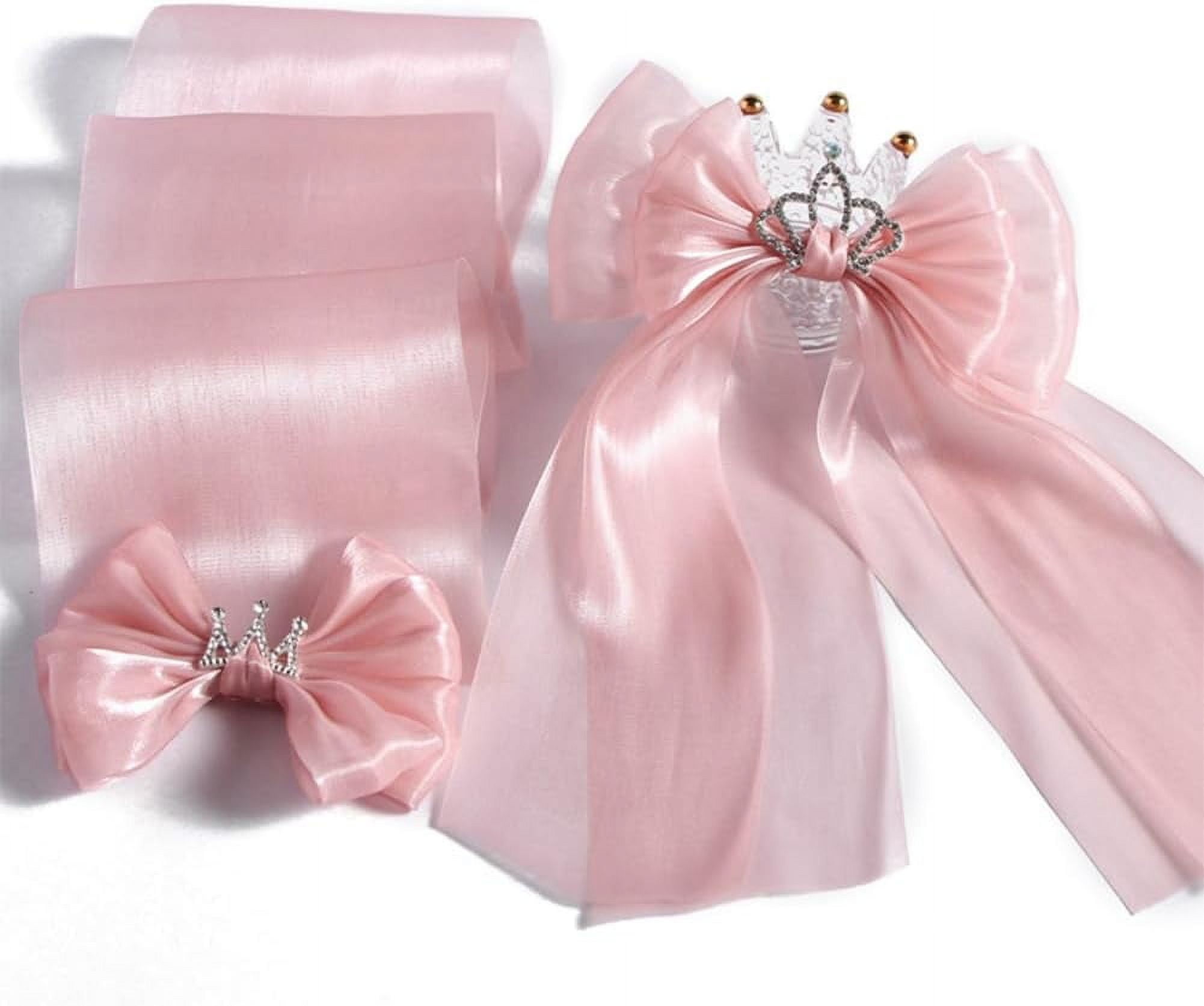 38 Yards Pink Sheer Organza Ribbon - 2 Inch Wide Transparent Chiffon Ribbon For Gift Wrapping, Wedding, Crafts