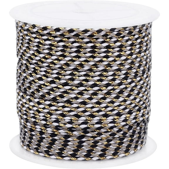 22 Yards 1.5mm Cotton Twisted Cord 4-Ply Macrame Cotton Thread Three-Color Crafts Cord String