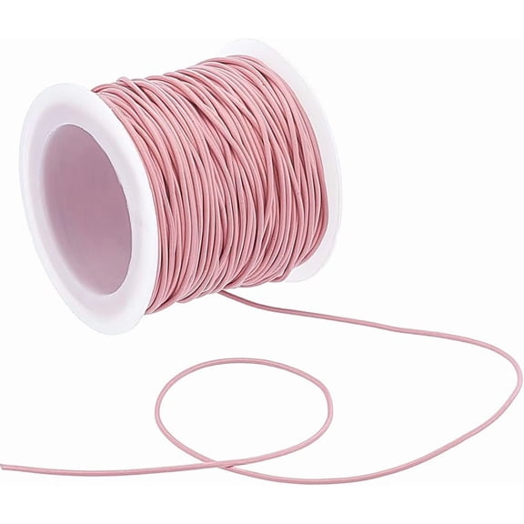 22 Yards/20M Leather Cord Spool Round Leather Lace Bulk 1mm Pink Real Cowhide Beaded Strap Twine String Rope Cording for Jewelry Making Bracelets Necklaces Braiding DIY Crafts Accessories Pink