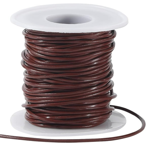 22 Yards/20M Round Leather Cording Brown Leather Lace 2mm Cowhide Retro Beaded Straps Twine String Rope Cord with Spool