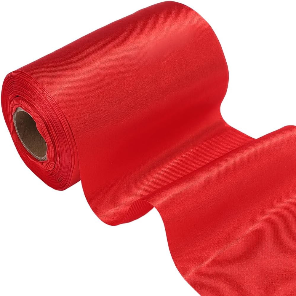 22 Yards 4 Inch Red Polyester Satin Ribbon Silk Double Faced Extra Wide Large Thick Solid Fabric Ribbons Bulk for Sewing Making Crafts Gift Wrapping Flower Bouquet Party Birthday DIY