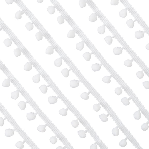 22 Yards 7/8 Inch White Ribbon Mini Ball Fringe Trim Single Edge Pompoms Balls Tassel Lace Fabric Trimming DIY