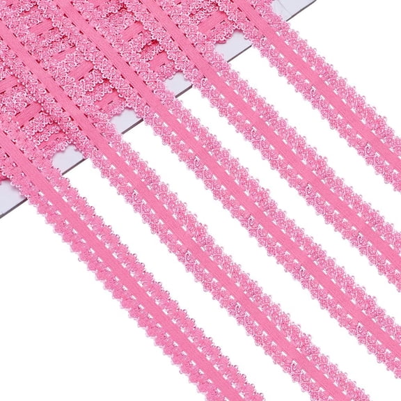 22 Yards 7/8 Inch Wide Frilly Elastic Headbands Picot Edge Stretch Lace Lingerie Elastic Ribbon Webbing Crocheted Cord for Sewing DIY Crafts Garment Embellishments Gift Wrapping Hot Pink Pink 1bag