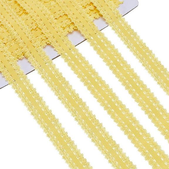 22 Yards 7/8 Inch Yellow Frilly Elastic Headbands Picot Edge Stretch Lace Trimming Webbing Stretch Crocheted Ribbon for DIY Sewing Crafts Garment Embellishments Gift Wrapping Yellow DIY