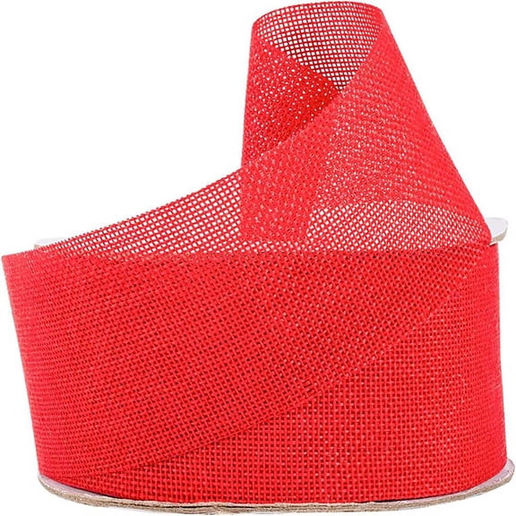 22 Yards Burlap Fabric Craft Ribbon On Spool 2.4inch Wide Burlap Roll(Red) for Photos Gift Wrapping Crafting Party Wedding Easter Holiday