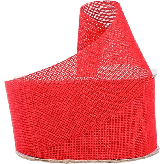 22 Yards Burlap Fabric Craft Ribbon On Spool 2.4inch Wide Burlap Roll(Red) for Photos Gift Wrapping Crafting Party Wedding Easter Holiday Wedding Decoration and DIY Projects Red DIY