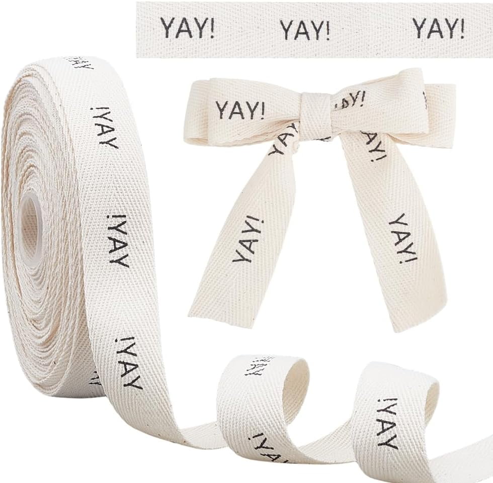 22 Yards Cotton Herringbone Tape Ribbon 1 Inch Yay Ribbon Word Print ...