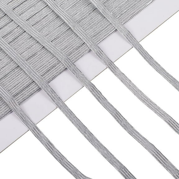 22 Yards Flat Elastic Band Glitter Metallic Silver Elastic Cords 0.2 Inch Strip Strap Elasticity Knit String Ribbon for Sewing Crafts Skirt Waistband Dress Making Clothing