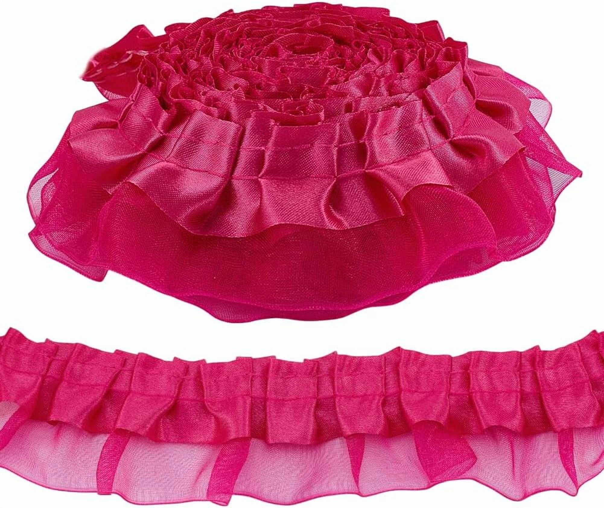 Mustard Ruffle Trim 22 Yards Ruffle Trim 2-Layer Satin Pleated Edging Trimming 1.6 Inch ...