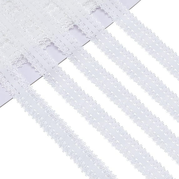 22 Yards White Picot Edge Stretch Lace 7/8 Inch Frilly Elastic Headbands Lingerie Stretch Lace Trim Webbing Crocheted Cord Ribbon DIY