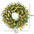 thumbnail image 1 of 22'' Yellow Daisy Wreath Spring Summer Fake Silk Floral with Green Eucalyptus Leaves for Front Door Window Wall Farmhouse Decor (A), 1 of 7