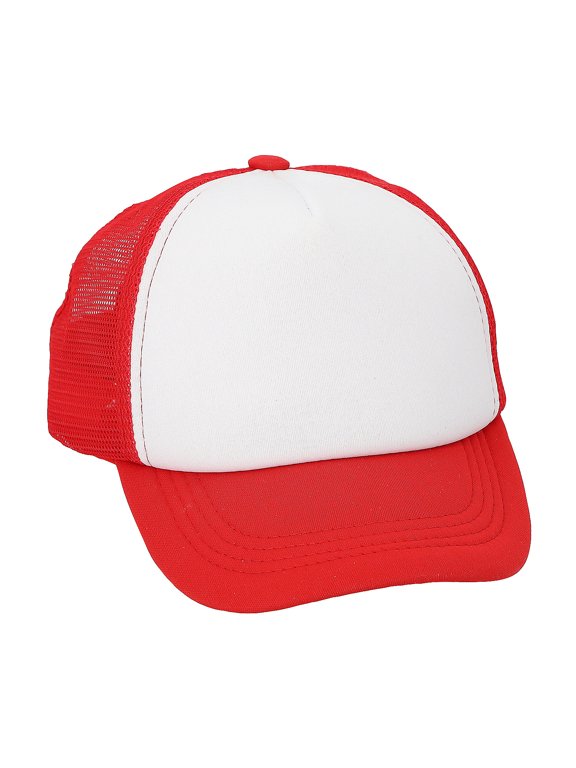 22" circ. Kids Red Adjustable Trucker Baseball Caps - 12 Pc.