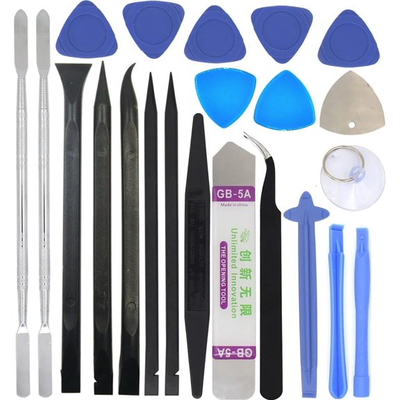 22-in-1 Precision Electronics Repair Opening Pry Tools Kit - Metal & Plastic Spudger, ESD Tweezers & Ultra-Thin Disassembly Scraper Set for iPhone, iPad, Laptop, Xbox, Switch, Game Console