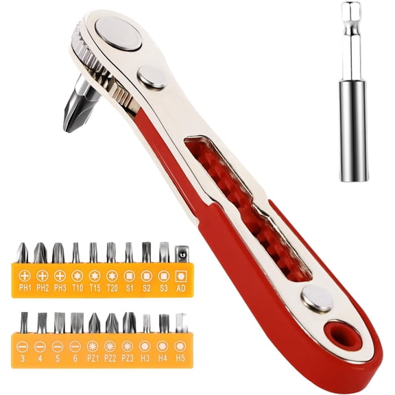 22-in-1 Ratchet Set w/Reversible Wrench & Bits | Compact for Tight Spaces, DIY// Repairs | for DIYers, Handymen & Men