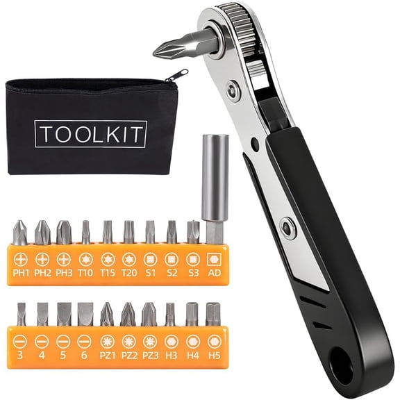 22-in-1 Right Angle Screwdrivers Set, 36-Tooth Mini Ratchet Screwdriver, 90 Offset for Tight Spaces, Multi-head screwdriver Compact for DIY/Repairs, Gifts for Men