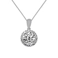 thumbnail image 1 of 22 in. 14K White Gold 9 mm Round-Cut Cubic Zirconia Halo Pendant with 0.8 mm Wheat Chain, 1 of 1