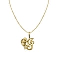 thumbnail image 1 of 22 in. 14K Yellow Gold Cherub & Cursive Initial Letter I Pendant with 1.2 mm Rolo Chain, 1 of 1
