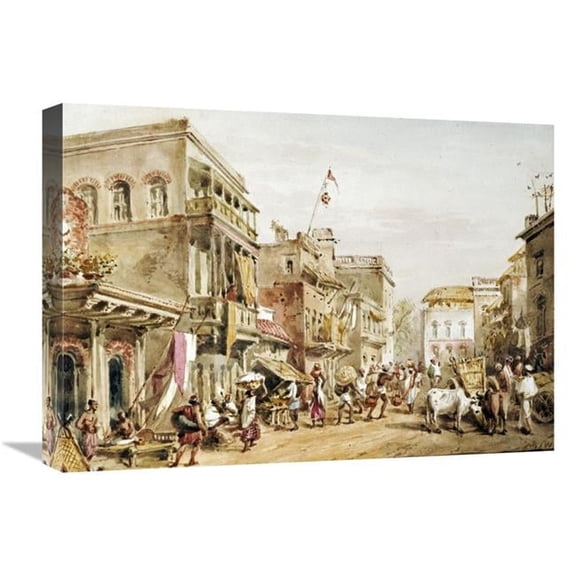 22 in. A Busy Street Scene in India Art Print - William Prinsep