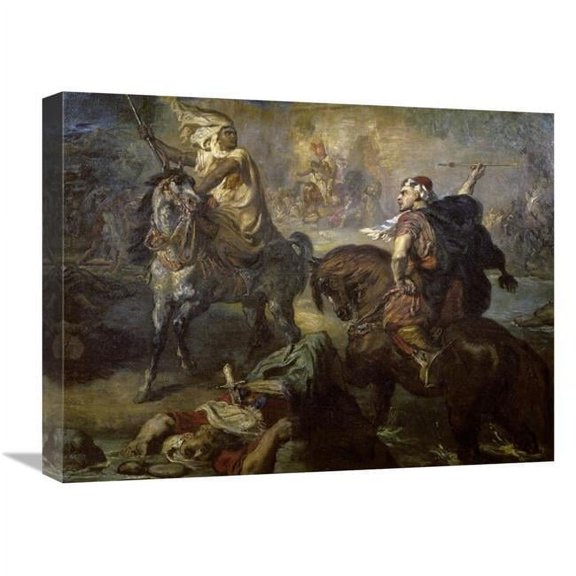 22 in. Arab Chiefs Challenging To Combat Under a City Ramparts Art Print - Theodore Chasseriau