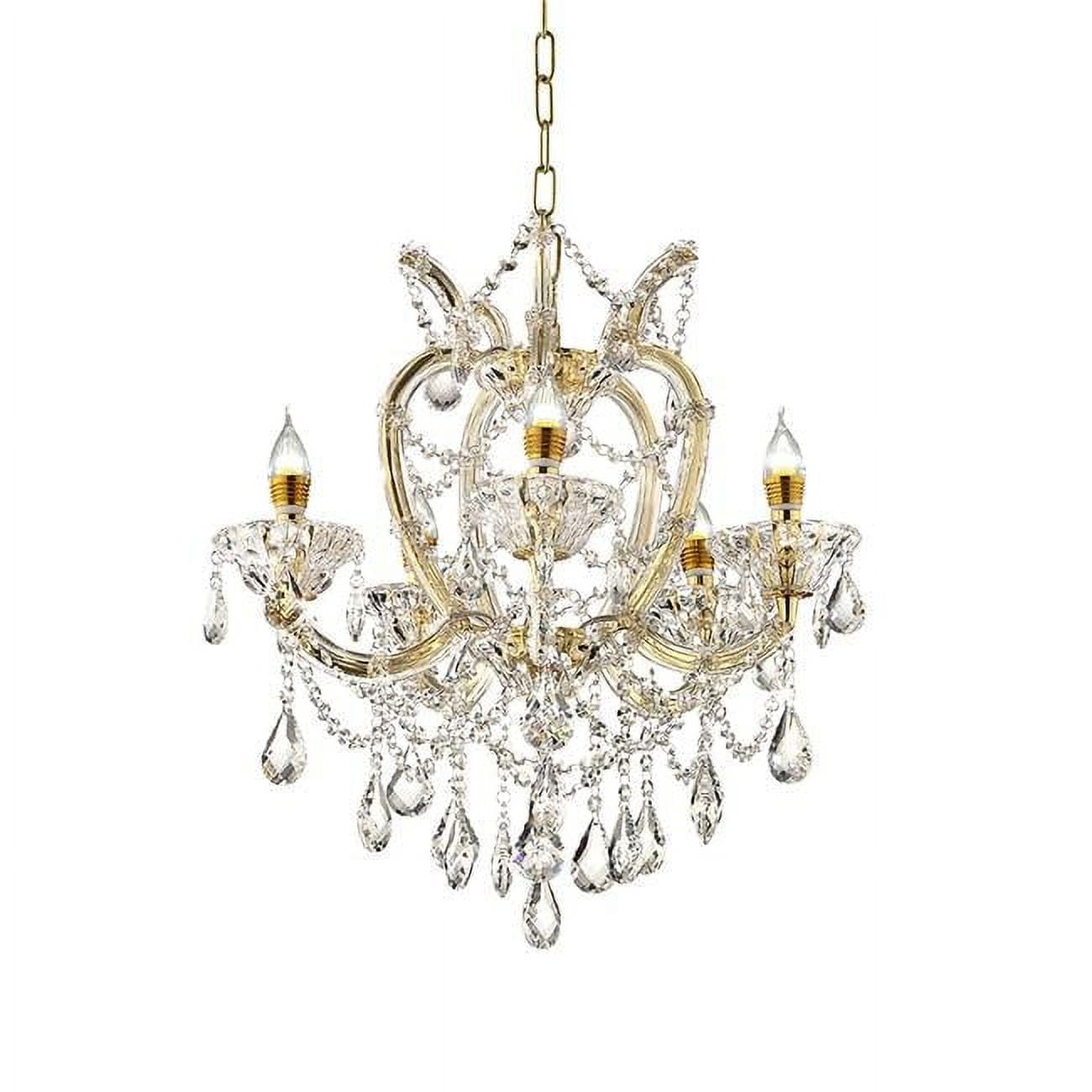 22 in. Bella Petite Gold Crystal 5-LED Light Chandelier