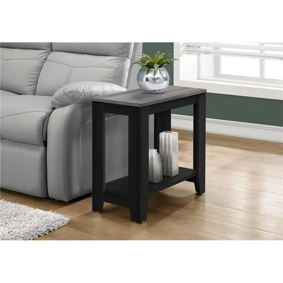 22 in. Black Particle Board & Grey Laminate Accent Table