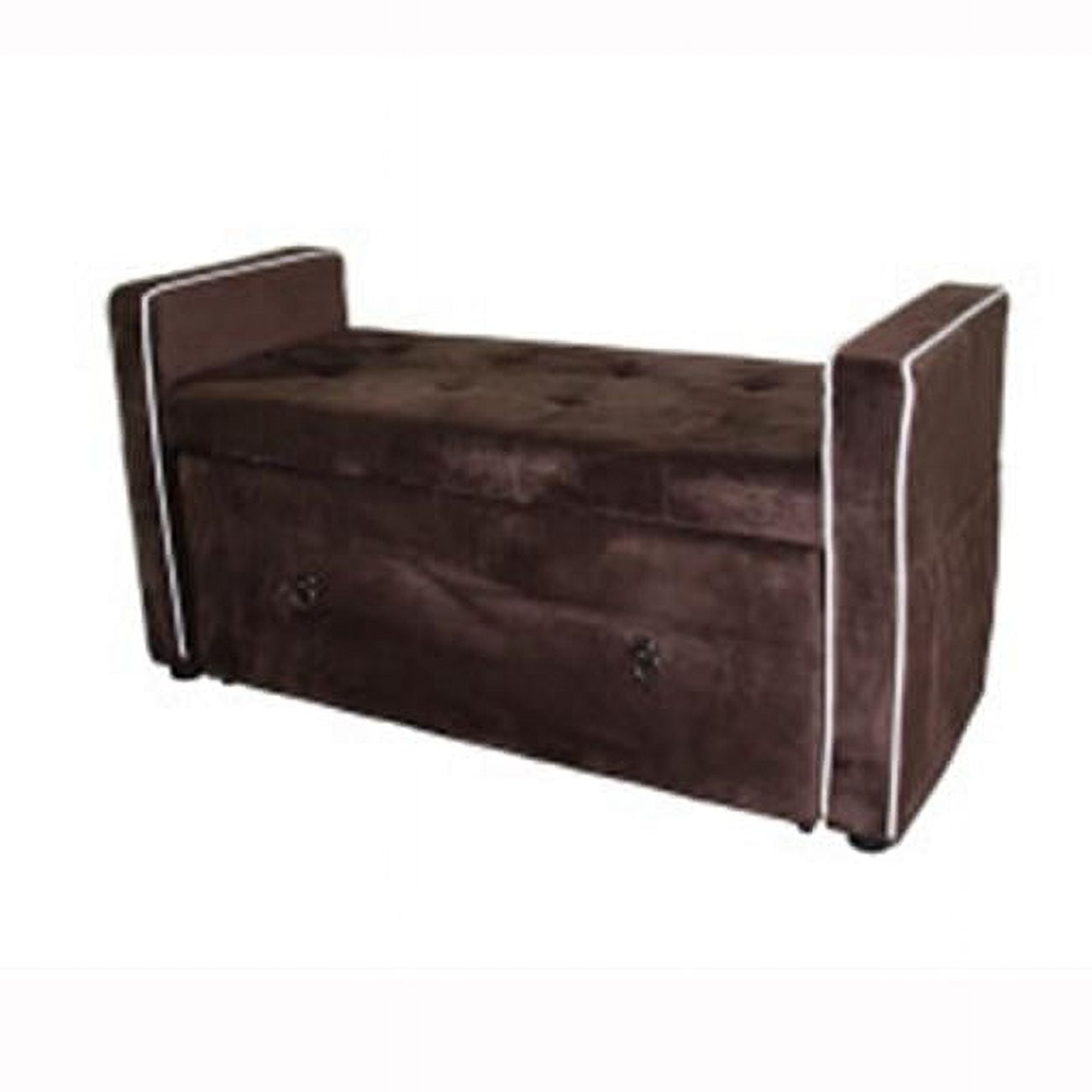 Elegant Brown Suede 42" Storage Bench with Comfort Drawer