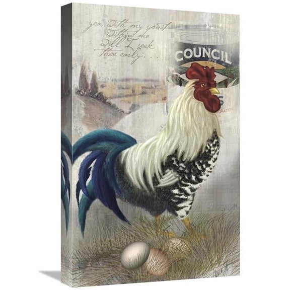 22 in. Checkered Past Rooster Art Print - Alma Lee