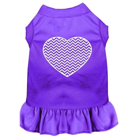 22 in. Chevron Heart Screen Print Dress, Purple - 4X