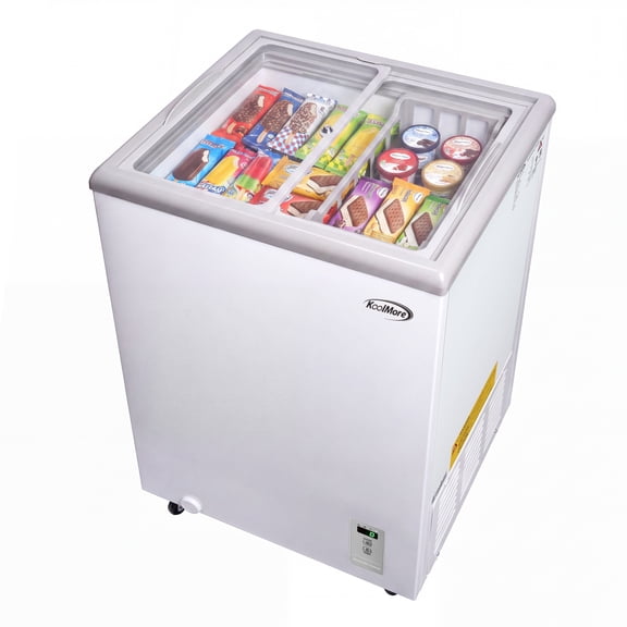 22 in. Commercial Flat Top Ice Cream Display Freezer, 3.7 Cu. Ft. in White (KM-ICD-37C)