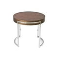 22 in. Dami Walnut Brown Round Top Chrome Open Metal Frame Side End