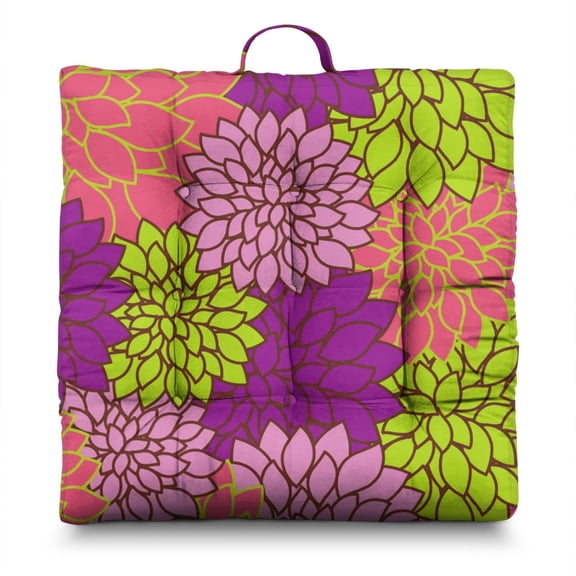 22 in Dutch Velvet Square Pillow, Boho Meditation Cushion for Adults and Yoga Floor Seating