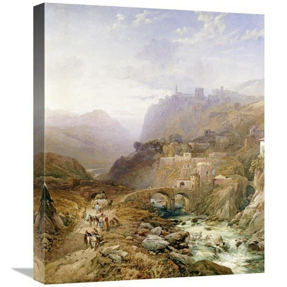 22 in. Figures on the Road Below Fort Leon, Sicily Art Print - Thomas Miles Richardson