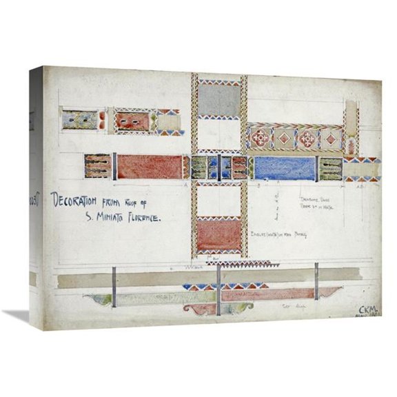 22 in. Florence, San Miniato, Studies of Decorative Ceiling Panels Art Print - Charles Rennie Mackintosh