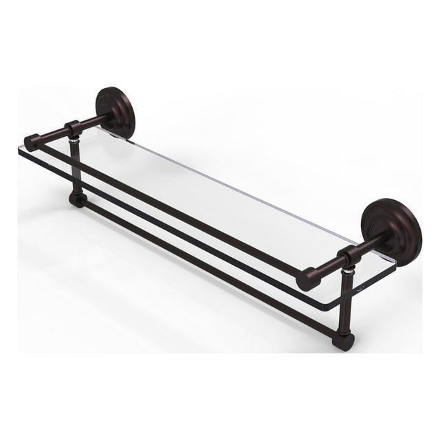 22-in Gallery Glass Shelf with Towel Bar in Antique Bronze