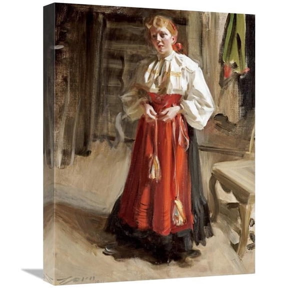 22 in. Girl in Orsa Costume Art Print - Anders Leonard Zorn