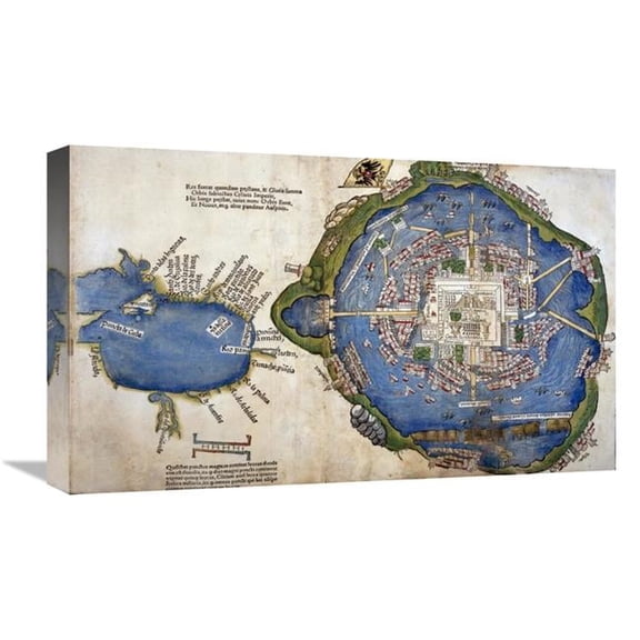 22 in. Gulf of Mexico & Mexico City Art Print - Hernando Cortes