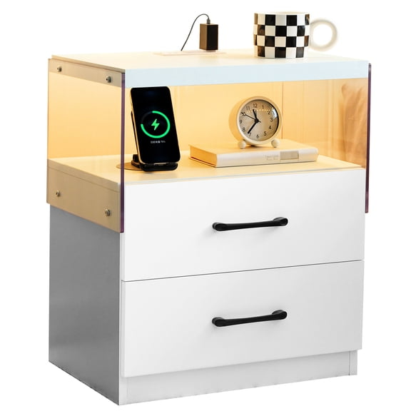 22 in High Bedside Table - Multi - color Strobe Lights - Bedroom Corner - Add Modern Touch