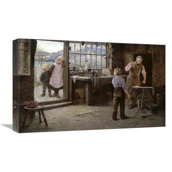 22 in. His First Day at Work - Child Apprentice with Blacksmith Art Print - Hamlet Bannerman