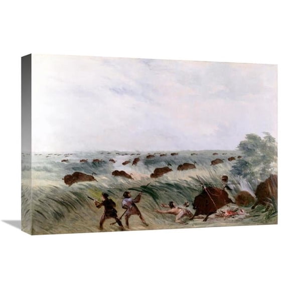 22 in. Hunting Buffalo Art Print - George Catlin