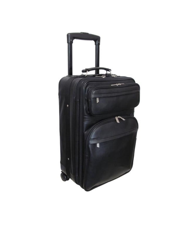 22 in. Leather Expandable Pullman, Black