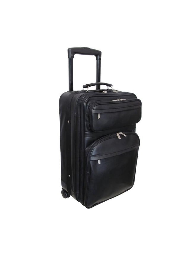 22 in. Leather Expandable Pullman, Black