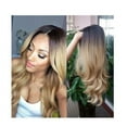 thumbnail image 1 of 22 in. Long Wavy Ombre Black to Blonde Heat Resistant Synthetic Full Hair Wig, 1 of 1