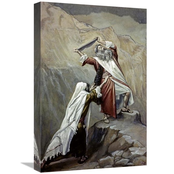 22 in. Moses Destroys the Tablets of the Ten Commandments Art Print - James Tissot